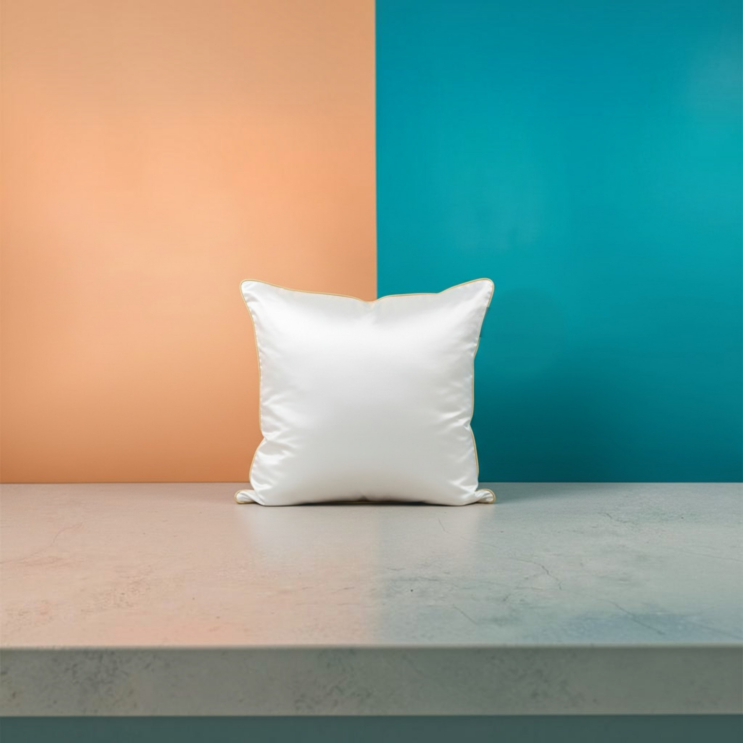 Housse de coussin en soie Sully – verso uni orange – Amour de Pin-up Paris