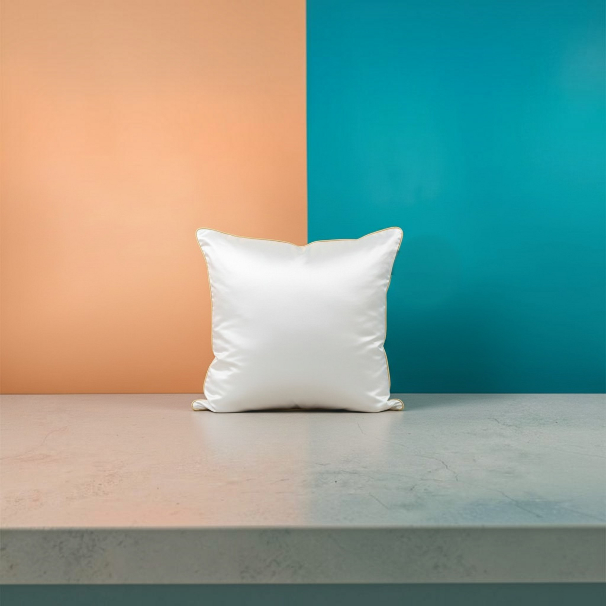 Housse de coussin en soie Sully – verso uni orange – Amour de Pin-up Paris