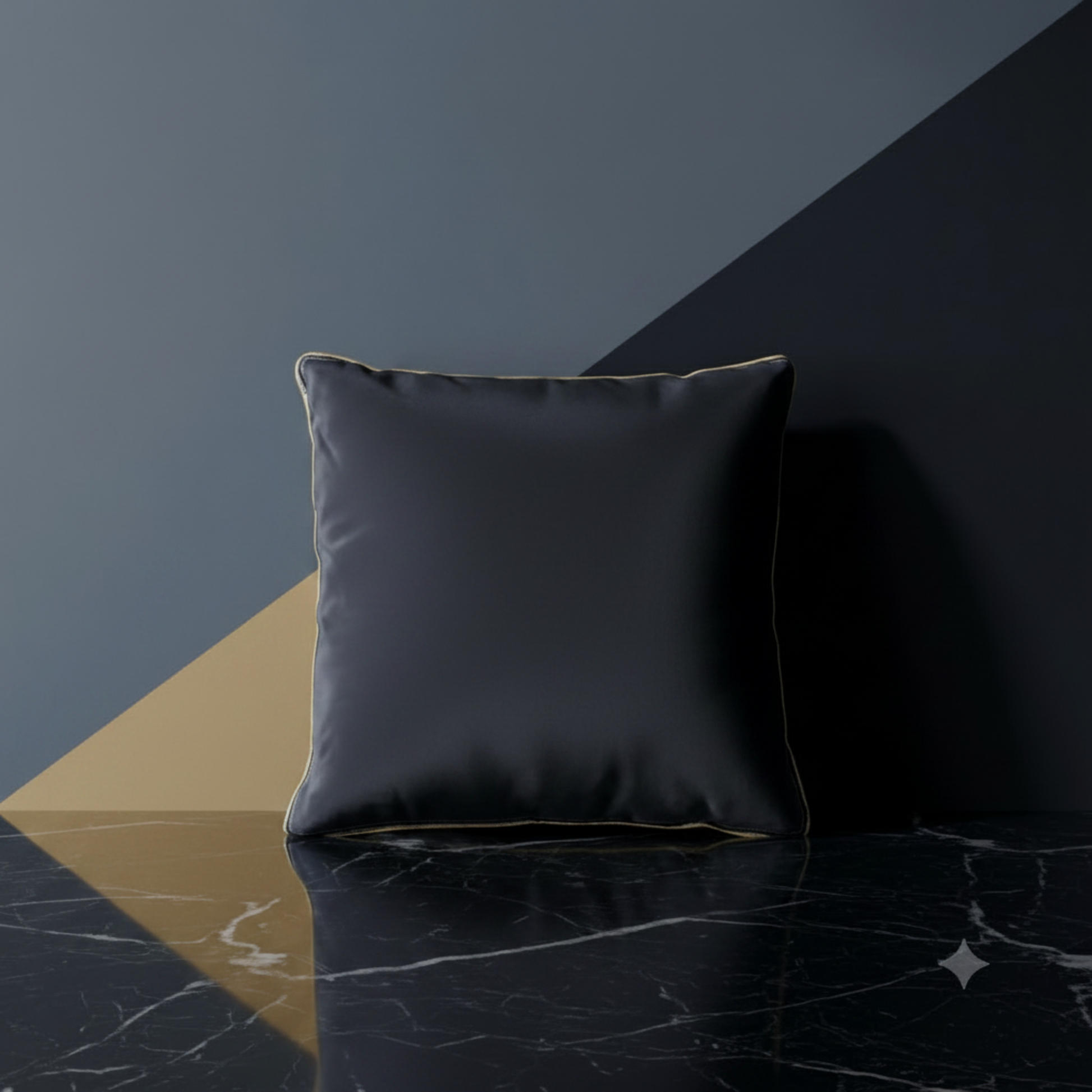 Housse de coussin Lysor – dos en polyester 100% uni noir, biais en or, 50x50 cm – Amour de Pin-up Paris
